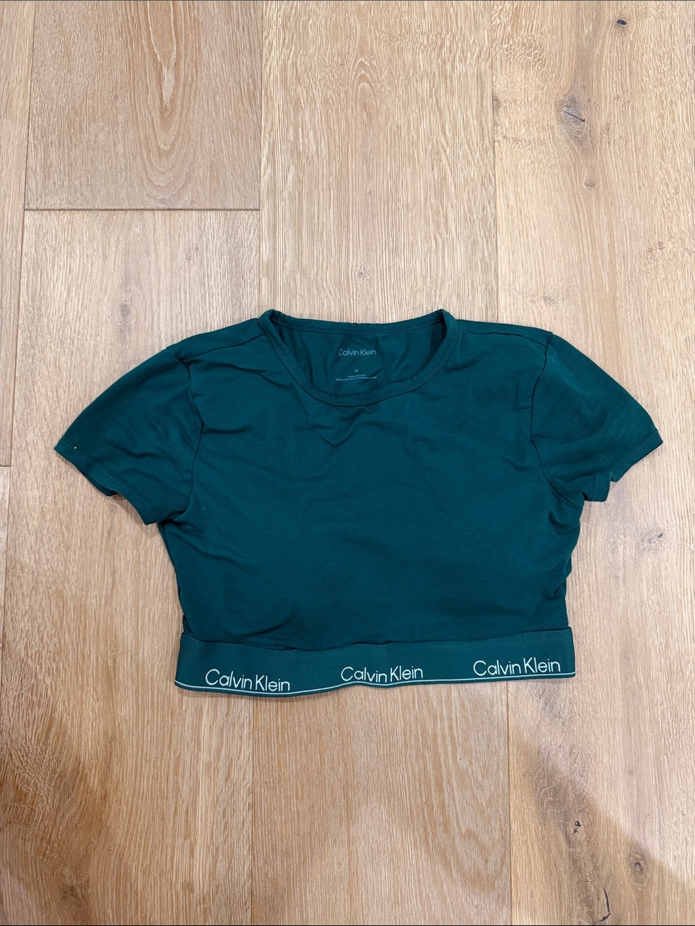 Calvin Klein Forest Green Crop Tee with Logo Band
